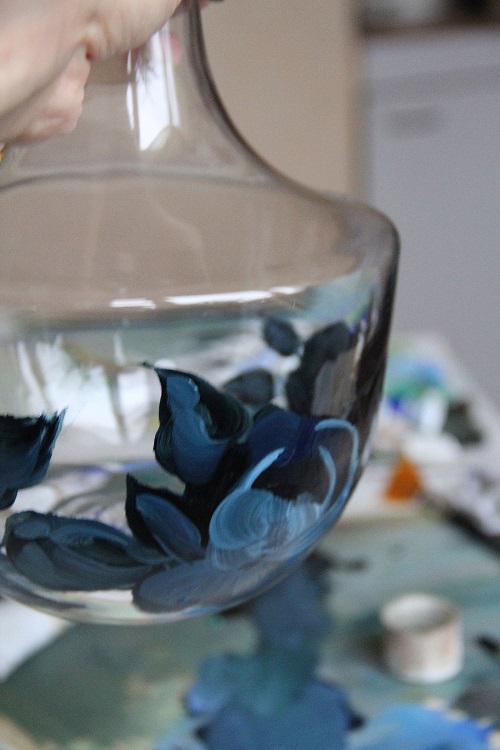 Роспись стеклянной вазы мастер класс 3