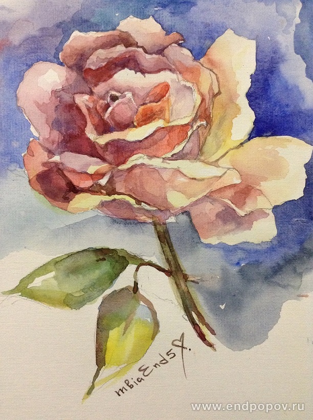 Фотоотчет Мастер-класс Акварельная роза Ендальцева Светлана 10